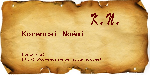 Korencsi Noémi névjegykártya