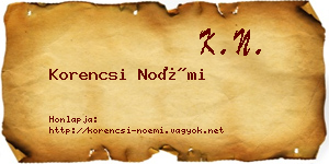 Korencsi Noémi névjegykártya